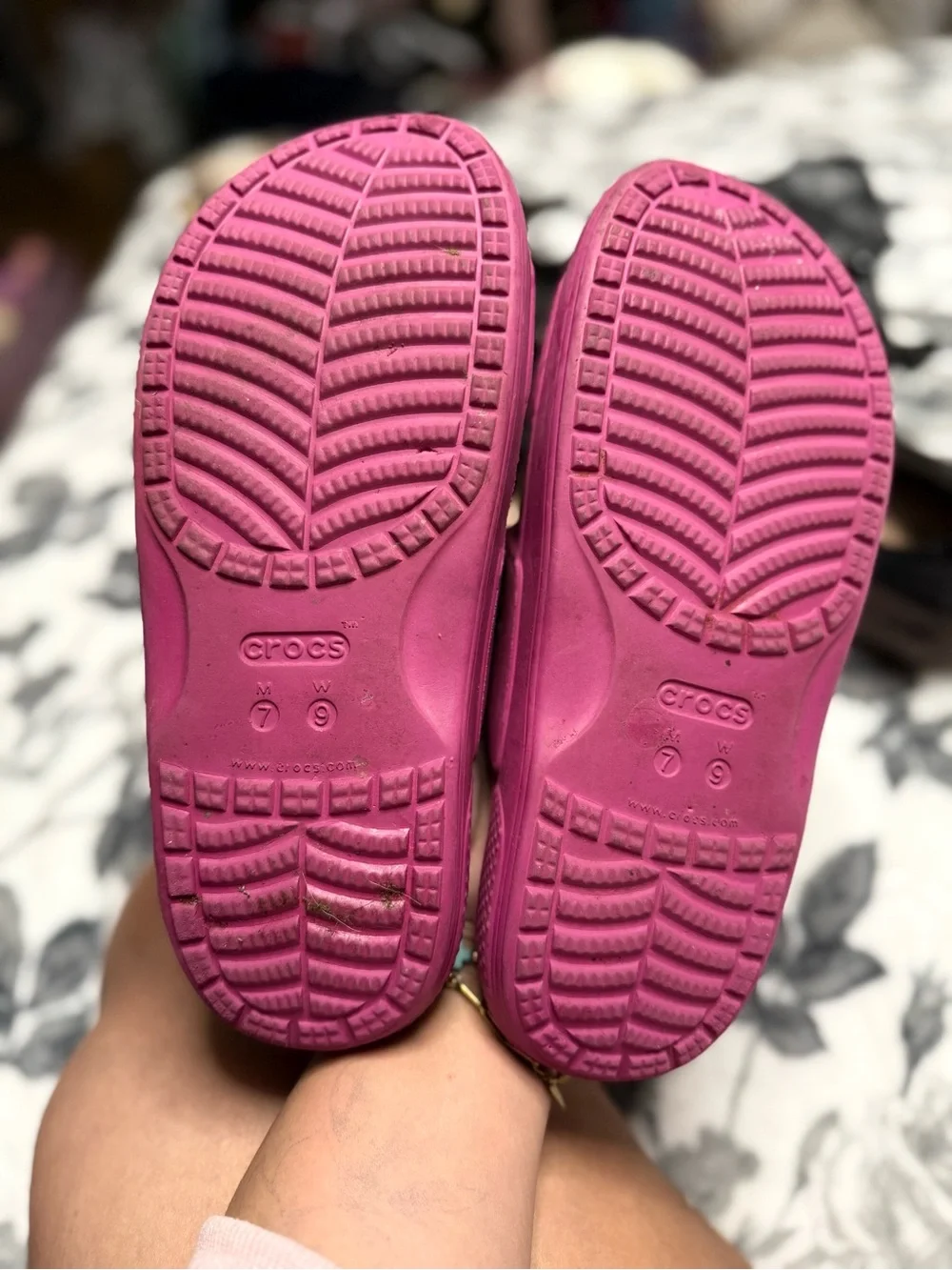 CROCS Kids Hot Pink Slide Sandals with Jibbitz Charms